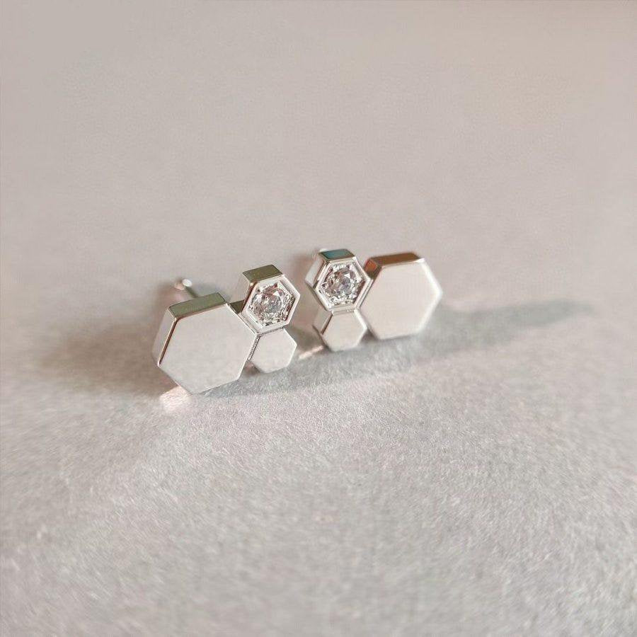 [Lumi Jewelry]BEE LOVE SILVER DIAMOND EARRINGS
