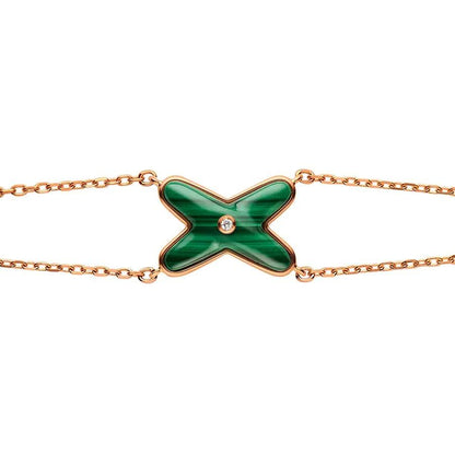 [Lumi Jewelry]JEUX BRACELET MALACHITE PINK GOLD 1 DIAMOND