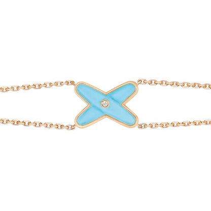[Lumi Jewelry]JEUX BRACELET TURQUOISE PINK GOLD 1 DIAMOND