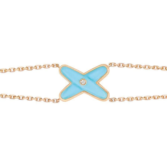 [Lumi Jewelry]JEUX BRACELET TURQUOISE PINK GOLD 1 DIAMOND