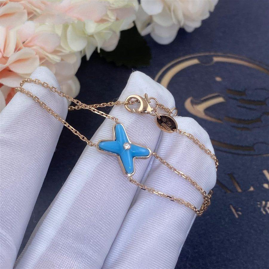 [Lumi Jewelry]JEUX BRACELET TURQUOISE PINK GOLD 1 DIAMOND