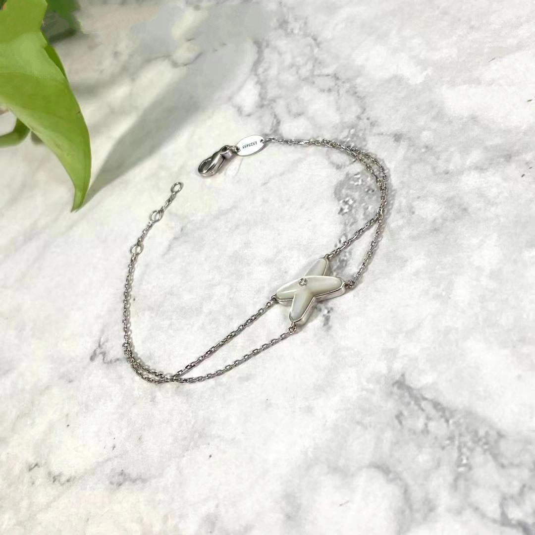 [Lumi Jewelry]JEUX BRACELET WHITE MOP SILVER 1 DIAMOND