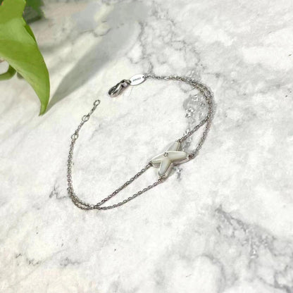 [Lumi Jewelry]JEUX BRACELET WHITE MOP SILVER 1 DIAMOND