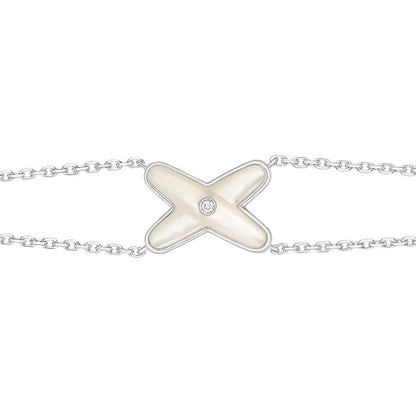 [Lumi Jewelry]JEUX BRACELET WHITE MOP SILVER 1 DIAMOND