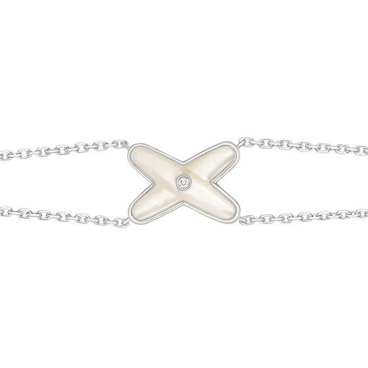 [Lumi Jewelry]JEUX BRACELET WHITE MOP SILVER 1 DIAMOND