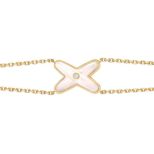 [Lumi Jewelry]JEUX BRACELET WHITE MOP GOLD 1 DIAMOND