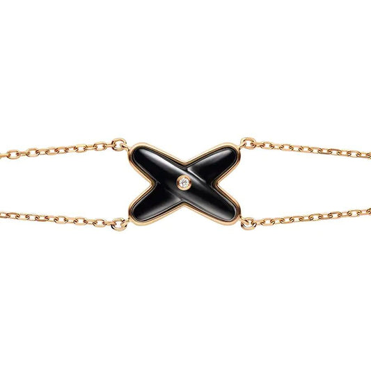 [Lumi Jewelry]JEUX BRACELET ONYX PINK GOLD 1 DIAMOND