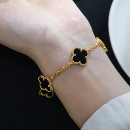 [Lumi Jewelry]CLOVER  5 MOTIFS BLACK ONYX BRACELET
