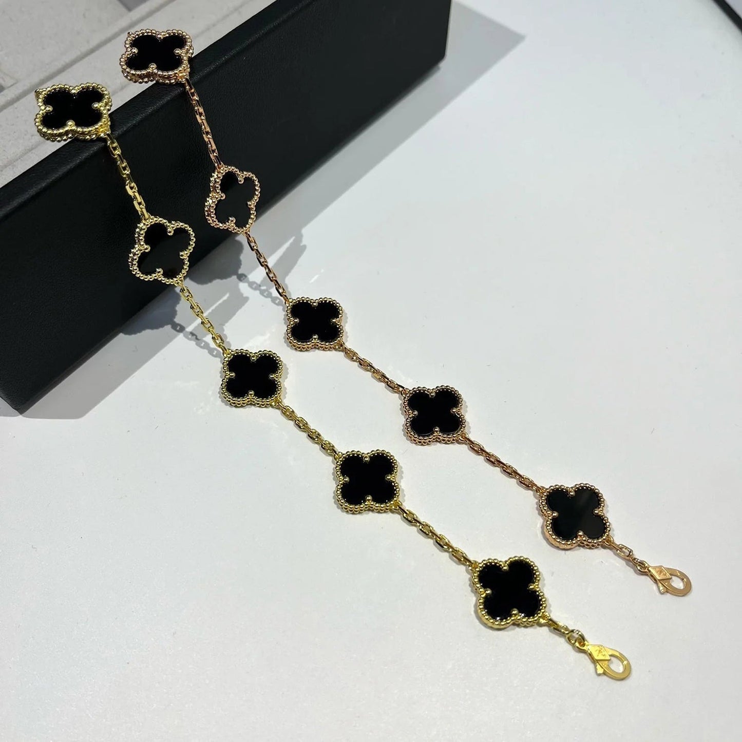 [Lumi Jewelry]CLOVER  5 MOTIFS BLACK ONYX BRACELET