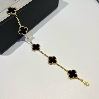 [Lumi Jewelry]CLOVER  5 MOTIFS BLACK ONYX BRACELET