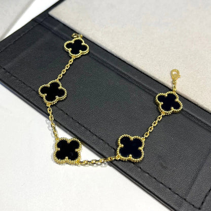 [Lumi Jewelry]CLOVER  5 MOTIFS BLACK ONYX BRACELET