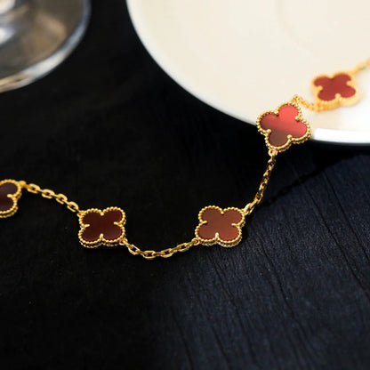 [Lumi Jewelry]CLOVER 5 MOTIFS RED AGATE  BRACELET