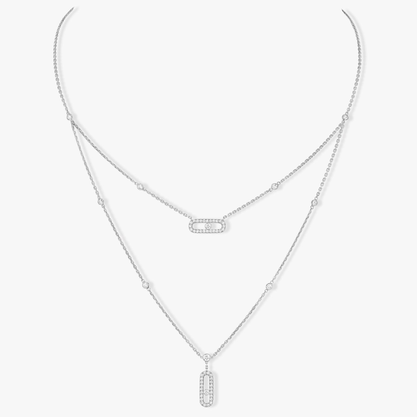 [Lumi Jewelery]MOVE 2 ROW DIAMOND NECKLACE