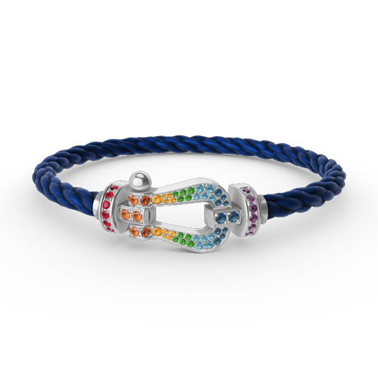 [Lumi Jewelry]FORC LARGE HORSESHOE  COLORED DIAMOND BRACELET SILVER