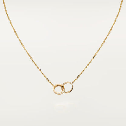 [Lumi Jewelry]LOVE DOUBLE RING HALF DIAMOND NECKLACE
