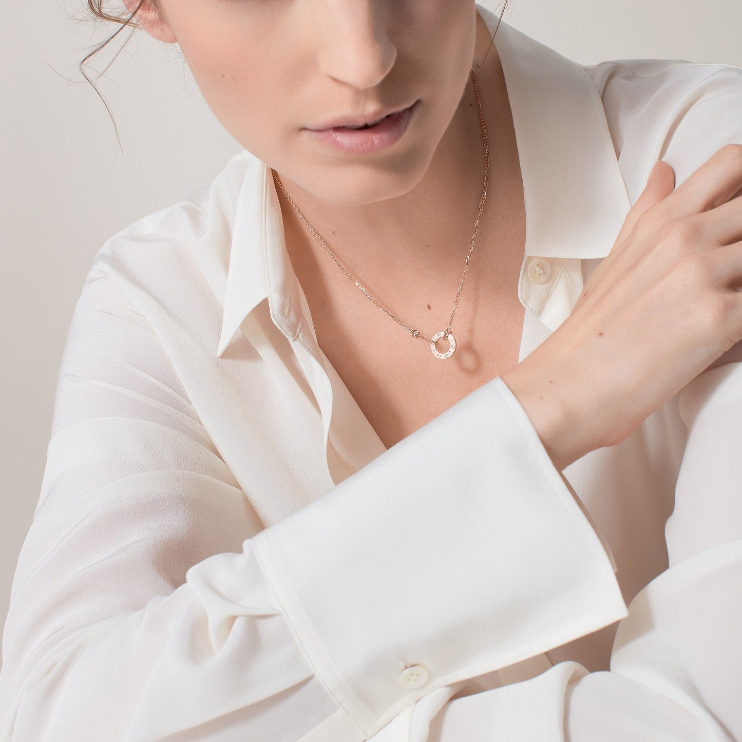 [Lumi Jewelry]LOVE NECKLACE 16MM 2 DIAMONDS
