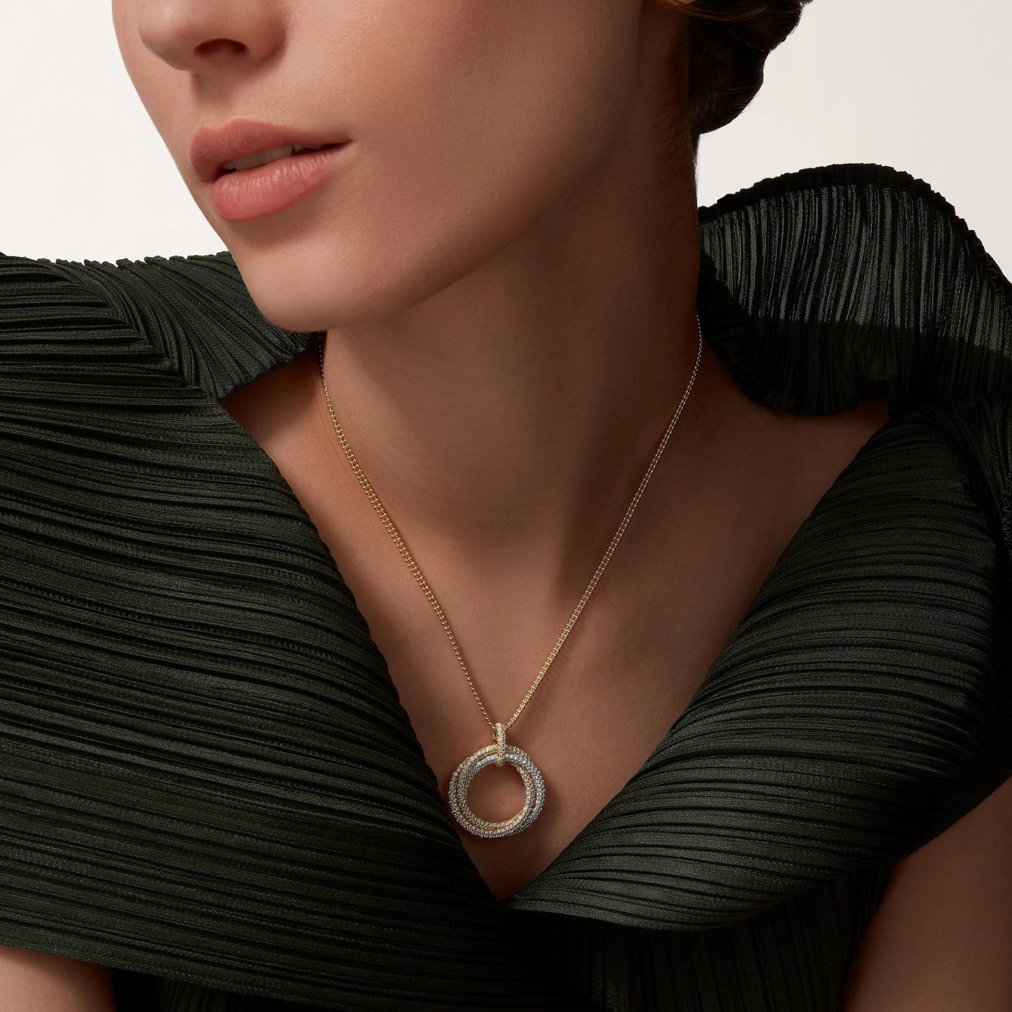 [Lumi Jewelry]TRINITY LARGE FULL DIAMOND  NECKLACE