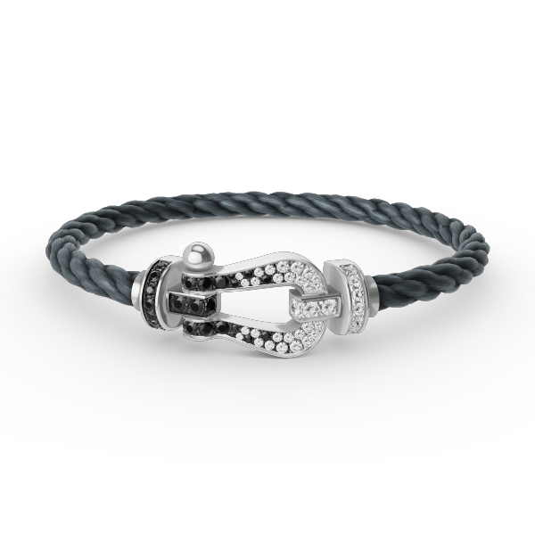 [Lumi Jewelry]FORCE LARGE HORSESHOE BLACK WHITE DIAMOND BRACELET SILVER