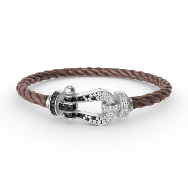 [Lumi Jewelry]FORCE LARGE HORSESHOE BLACK WHITE DIAMOND BRACELET SILVER