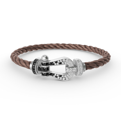 [Lumi Jewelry]FORCE LARGE HORSESHOE BLACK WHITE DIAMOND BRACELET SILVER