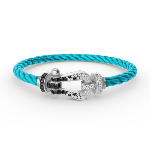 [Lumi Jewelry]FORCE LARGE HORSESHOE BLACK WHITE DIAMOND BRACELET SILVER