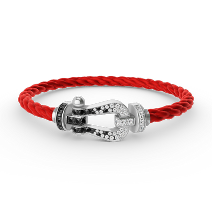 [Lumi Jewelry]FORCE LARGE HORSESHOE BLACK WHITE DIAMOND BRACELET SILVER