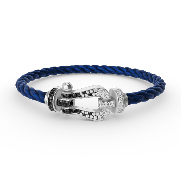 [Lumi Jewelry]FORCE LARGE HORSESHOE BLACK WHITE DIAMOND BRACELET SILVER
