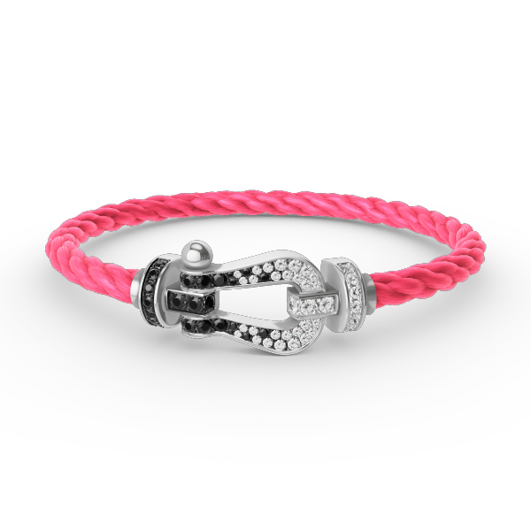 [Lumi Jewelry]FORCE LARGE HORSESHOE BLACK WHITE DIAMOND BRACELET SILVER