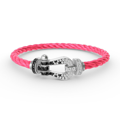 [Lumi Jewelry]FORCE LARGE HORSESHOE BLACK WHITE DIAMOND BRACELET SILVER