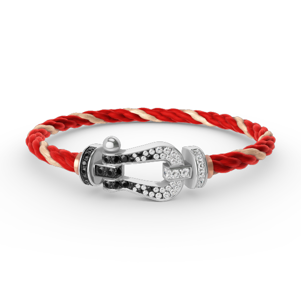 [Lumi Jewelry]FORCE LARGE HORSESHOE BLACK WHITE DIAMOND BRACELET SILVER