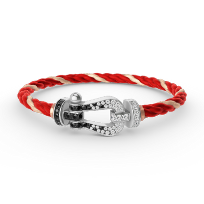 [Lumi Jewelry]FORCE LARGE HORSESHOE BLACK WHITE DIAMOND BRACELET SILVER
