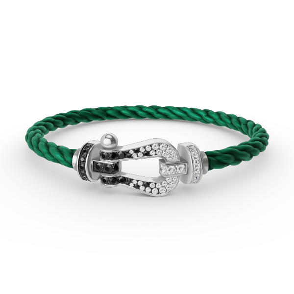 [Lumi Jewelry]FORCE LARGE HORSESHOE BLACK WHITE DIAMOND BRACELET SILVER