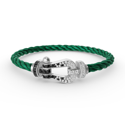 [Lumi Jewelry]FORCE LARGE HORSESHOE BLACK WHITE DIAMOND BRACELET SILVER