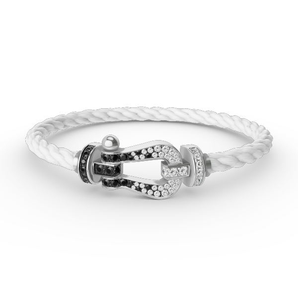 [Lumi Jewelry]FORCE LARGE HORSESHOE BLACK WHITE DIAMOND BRACELET SILVER