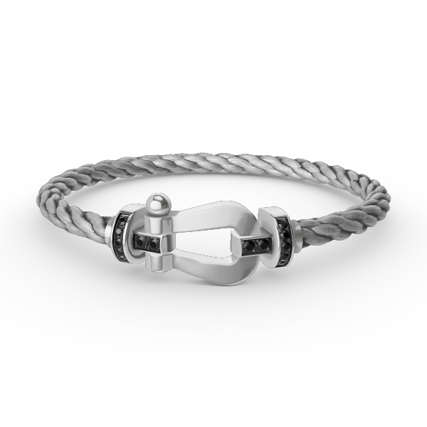 [Lumi Jewelry]FORCE LARGE HORSESHOE BLACK DIAMOND BRACELET SILVER