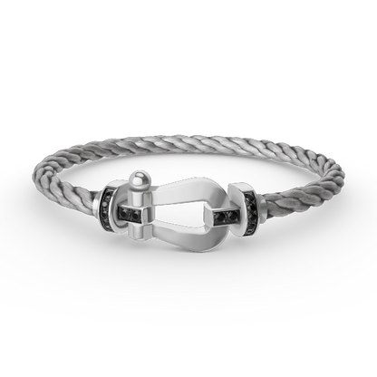 [Lumi Jewelry]FORCE LARGE HORSESHOE BLACK DIAMOND BRACELET SILVER