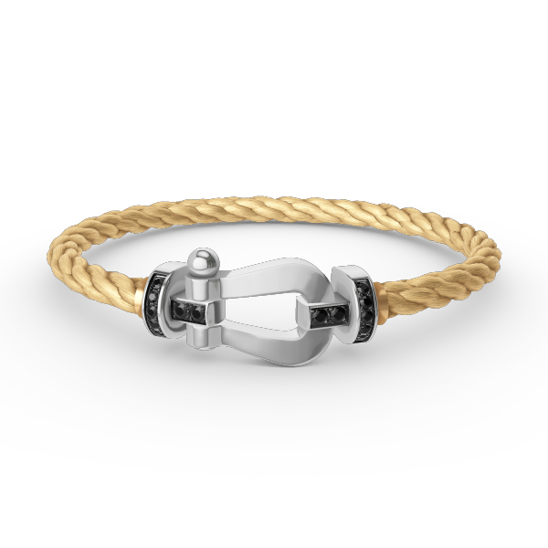[Lumi Jewelry]FORCE LARGE HORSESHOE BLACK DIAMOND BRACELET SILVER