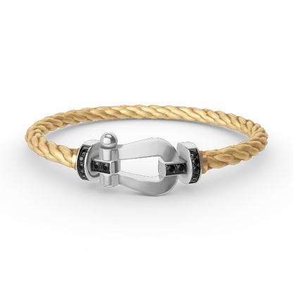 [Lumi Jewelry]FORCE LARGE HORSESHOE BLACK DIAMOND BRACELET SILVER