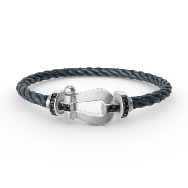 [Lumi Jewelry]FORCE LARGE HORSESHOE BLACK DIAMOND BRACELET SILVER