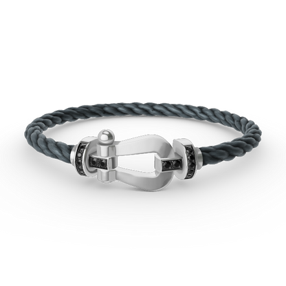 [Lumi Jewelry]FORCE LARGE HORSESHOE BLACK DIAMOND BRACELET SILVER