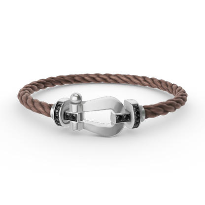 [Lumi Jewelry]FORCE LARGE HORSESHOE BLACK DIAMOND BRACELET SILVER
