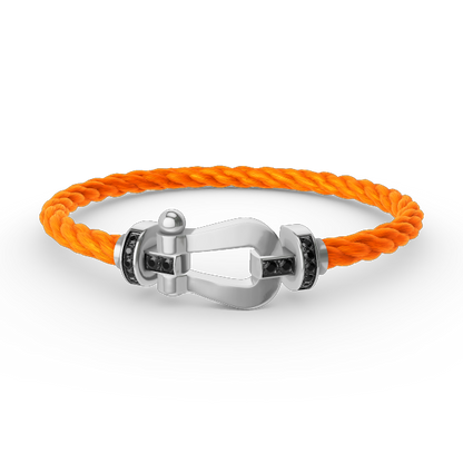 [Lumi Jewelry]FORCE LARGE HORSESHOE BLACK DIAMOND BRACELET SILVER