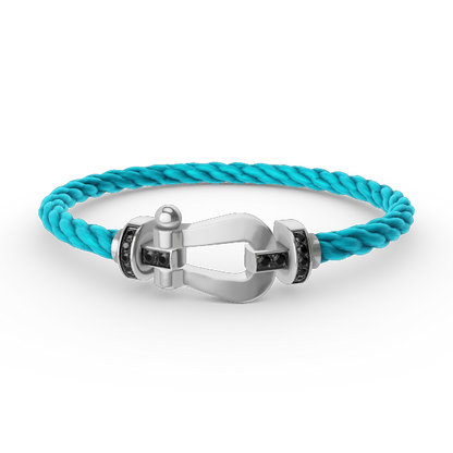 [Lumi Jewelry]FORCE LARGE HORSESHOE BLACK DIAMOND BRACELET SILVER