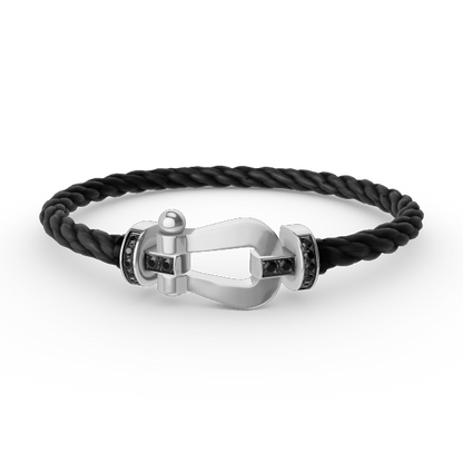 [Lumi Jewelry]FORCE LARGE HORSESHOE BLACK DIAMOND BRACELET SILVER