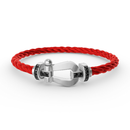 [Lumi Jewelry]FORCE LARGE HORSESHOE BLACK DIAMOND BRACELET SILVER