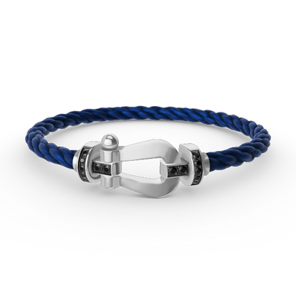 [Lumi Jewelry]FORCE LARGE HORSESHOE BLACK DIAMOND BRACELET SILVER