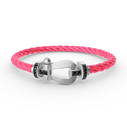 [Lumi Jewelry]FORCE LARGE HORSESHOE BLACK DIAMOND BRACELET SILVER