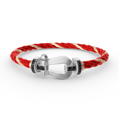 [Lumi Jewelry]FORCE LARGE HORSESHOE BLACK DIAMOND BRACELET SILVER