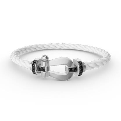 [Lumi Jewelry]FORCE LARGE HORSESHOE BLACK DIAMOND BRACELET SILVER