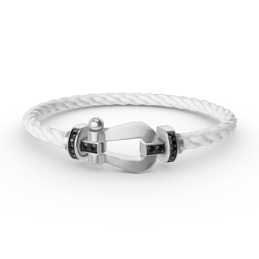 [Lumi Jewelry]FORCE LARGE HORSESHOE BLACK DIAMOND BRACELET SILVER